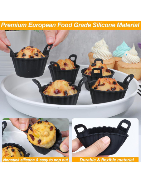 Juego de 12 Tazas de Silicona KOLUTI para Hornear - Antiadherente
