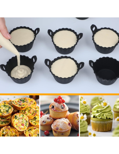 Juego de 12 Tazas de Silicona KOLUTI para Hornear - Antiadherente