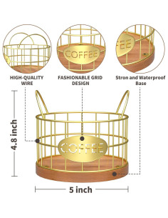 Soporte para cápsulas de café APOIMNA Oro 12.7x12.7x12.2 cm 2