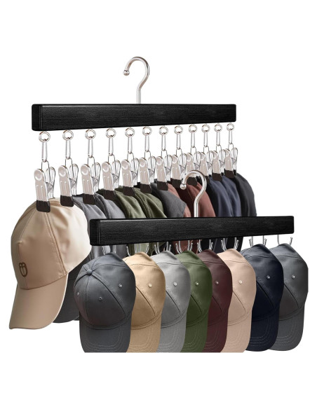 Soporte para Gorras BESUGEOUS 2 Perchas 28 Gorras Negro