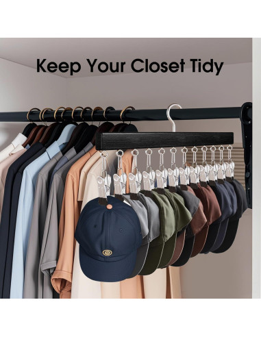 Soporte para Gorras BESUGEOUS 2 Perchas 28 Gorras Negro
