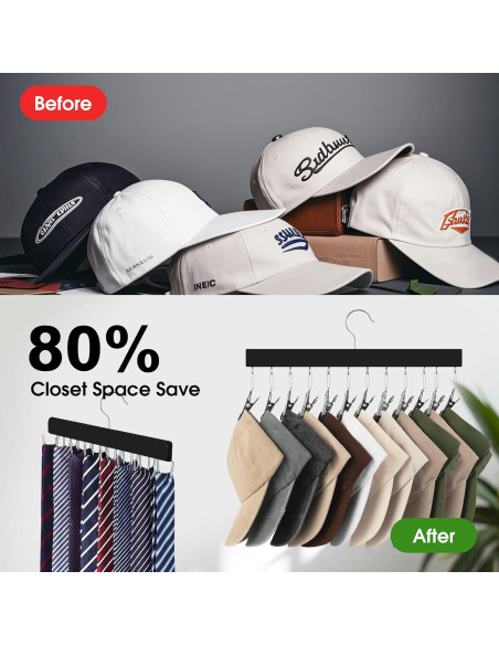 Soporte para Gorras BESUGEOUS 2 Perchas 28 Gorras Negro