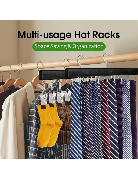 Soporte para Gorras BESUGEOUS 2 Perchas 28 Gorras Negro