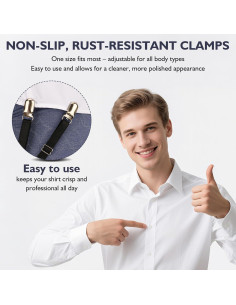 Soportes de Camisa ZKENIRD para Hombres - Antideslizantes y Ajustables 2