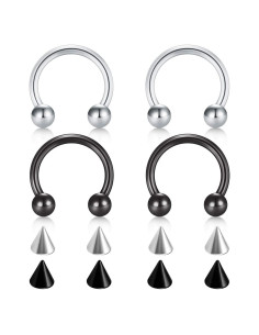 Aros de Septum Acero Quirúrgico D.Bella 14G 10mm 4 Piezas