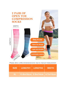 Calcetines de Compresión Abiertos Geyoga 15-25 mmHg Talla Grande 2