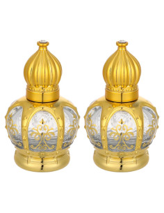 2 Botellas de Cristal Árabes con Rodillo 15ml Beavorty Doradas