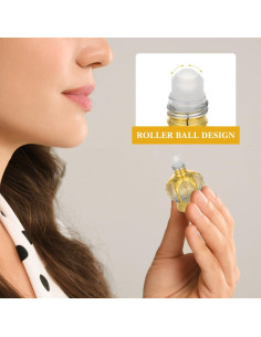 2 Botellas de Cristal Árabes con Rodillo 15ml Beavorty Doradas 2