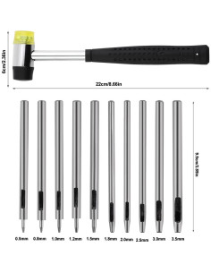 Juego de Perforación de Cuero Yizzvb 10 Piezas 0.5-3.5mm 2