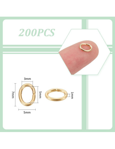 Anillos de Salto Abiertos UNICRAFTALE 200 Pcs 5mm Dorados