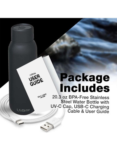Botella Purificadora UVBrite TT-B02 473ml Acero Inoxidable