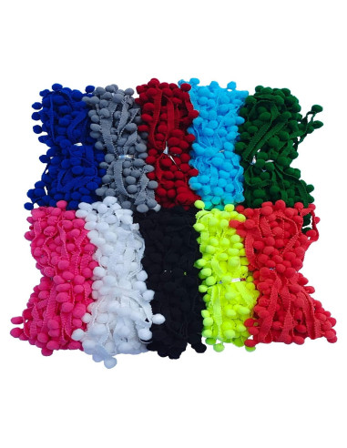 Borlas Flecos 10 Colores 12mm ABOKOY para Manualidades 9.14m