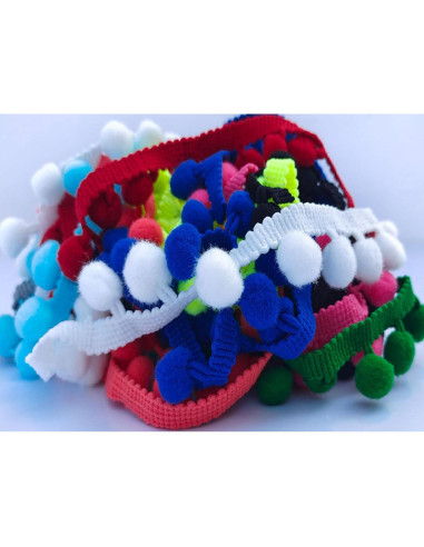 Borlas Flecos 10 Colores 12mm ABOKOY para Manualidades 9.14m