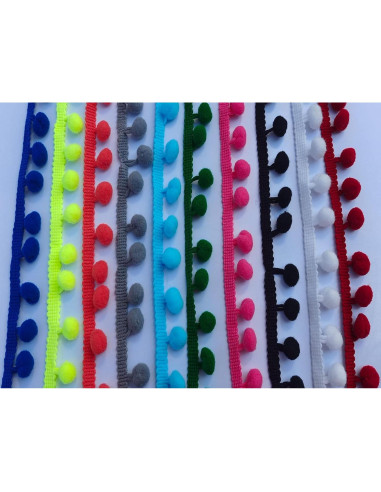 Borlas Flecos 10 Colores 12mm ABOKOY para Manualidades 9.14m
