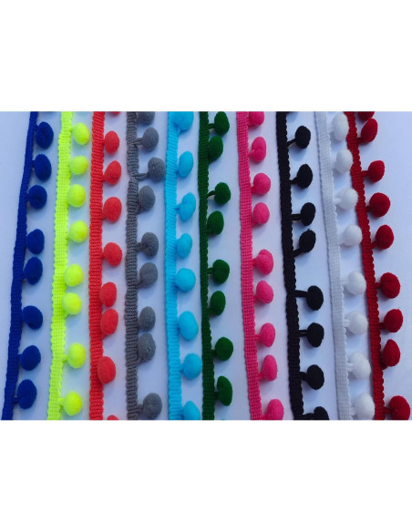 Borlas Flecos 10 Colores 12mm ABOKOY para Manualidades 9.14m