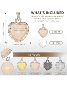 Set de 24 Bandejas de Colgante Hicarer con Rhinestones y Cabochones 2