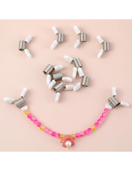 8 Piezas Tope de Perlas Tyqour para Joyería - Abrazaderas Blancas