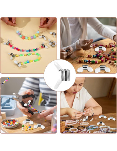 8 Piezas Tope de Perlas Tyqour para Joyería - Abrazaderas Blancas