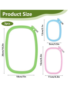 Paquete de 3 Aros de Bordado Cuadrados Quilax - 3 Tamaños 2