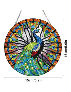 Kit de Pintura de Diamantes AiYuanzsh Pavo Real 15x15cm 2