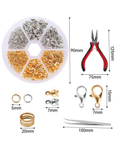 Kit de Cierres de Joyería JALEVID 463 Piezas Oro y Plata 2