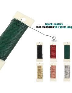 6 Rollos Alambre Floral Flexible 102 Metros Ripeng - Colores Vivos 2