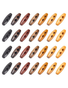 Botones de Madera GORGECRAFT 84Pcs Ovalados 35x12mm 7 Colores