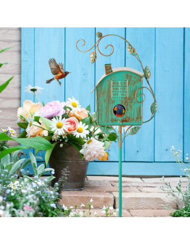 Casa de Aves de Metal VEWOGARDEN con Poste Verde 126 cm