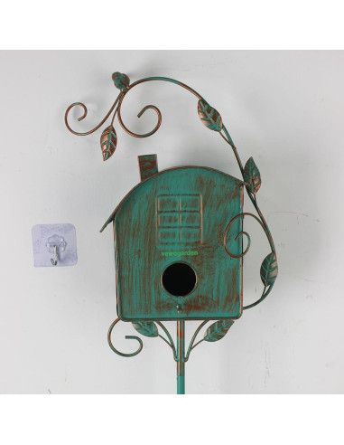 Casa de Aves de Metal VEWOGARDEN con Poste Verde 126 cm
