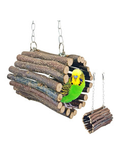 Columpio de Madera para Aves BNOSDM - Tamaño S, Natural