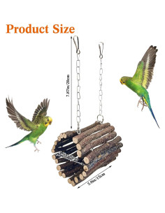 Columpio de Madera para Aves BNOSDM - Tamaño S, Natural 2