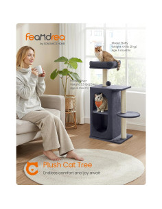 Árbol para Gatos Feandrea UPCT005G02, 2 Niveles, Gris Oscuro 2