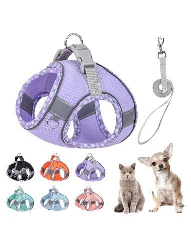 Arnés de Perro Sin Tirones PETPUBGNZS XXS Púrpura Malla Suave