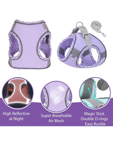 Arnés de Perro Sin Tirones PETPUBGNZS XXS Púrpura Malla Suave