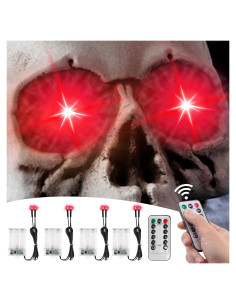 Paquete de 4 Ojos LED Brillantes Rojo LCHUANG para Halloween