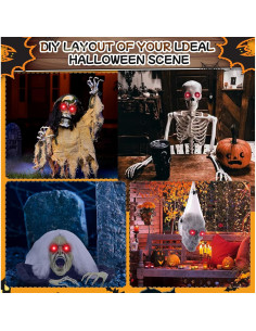 Paquete de 4 Ojos LED Brillantes Rojo LCHUANG para Halloween 2