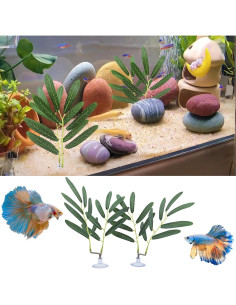 Accesorios para Acuario AncBace - 7 Hojas Artificiales Verdes 2