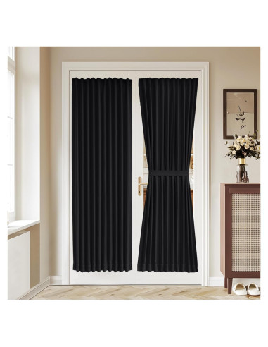 Cortina Francesa Vatge 91x183 cm Autoadhesiva Negra