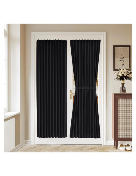 Cortina Francesa Vatge 91x183 cm Autoadhesiva Negra