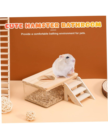 Caja de Arena para Hámster BESPORTBLE con Escalera 15.5x10.5cm