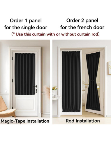 Cortina Francesa Vatge 91x183 cm Autoadhesiva Negra