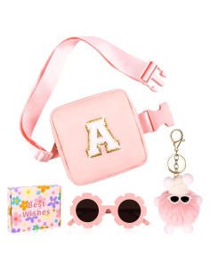 Riñonera Personalizada para Niñas Rosa con Gafas y Llavero