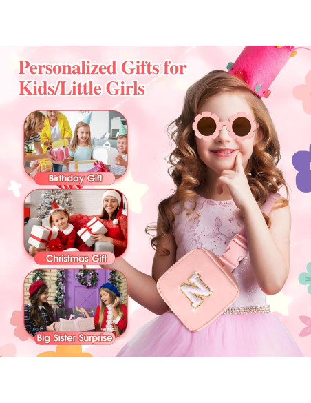 Riñonera Personalizada para Niñas Rosa con Gafas y Llavero