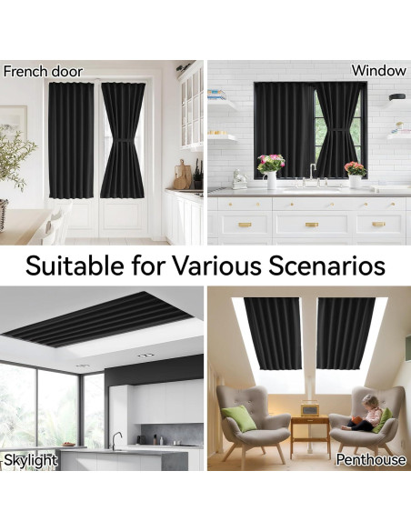 Cortina Francesa Vatge 91x183 cm Autoadhesiva Negra