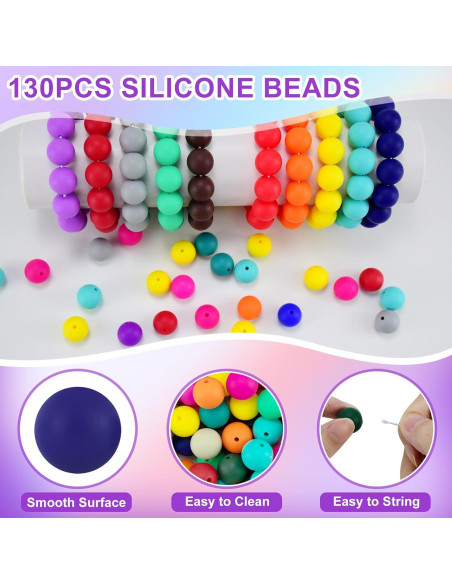 Perlas de Silicona JOPY 130 Piezas 15mm Blancas para DIY