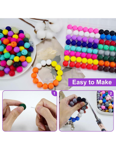 Perlas de Silicona JOPY 130 Piezas 15mm Blancas para DIY