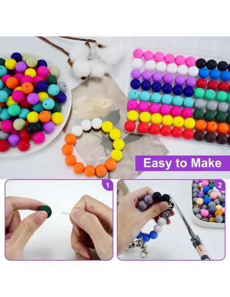 Perlas de Silicona JOPY 130 Piezas 15mm Blancas para DIY
