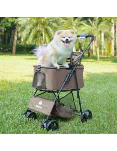 Carrito Plegable para Mascotas Wefrib 4 Ruedas 15kg Café 2