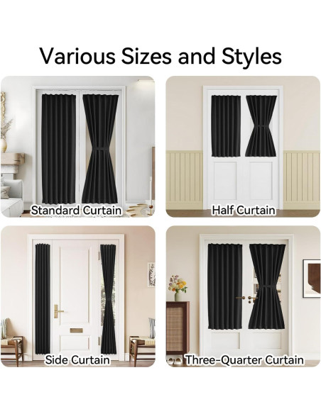 Cortina Francesa Vatge 91x183 cm Autoadhesiva Negra