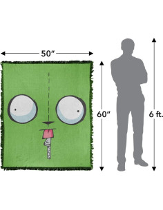 Manta LOGOVISION Invader Zim 127x152cm Tejida con Flecos 2